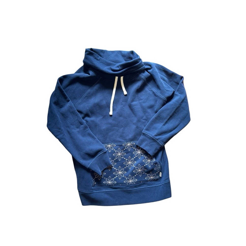 Burton Women Medium Indie Trip Crush Neck Navy‎ Blue Sweatshirt Funnel Neck